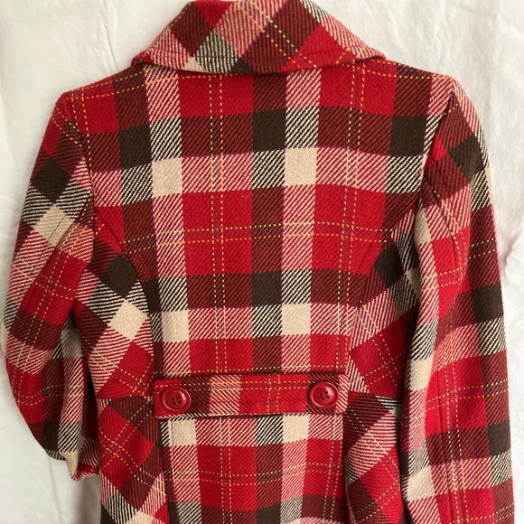 Red Plaid Wool Jacket by Tulle! Size: Small - Picture 2 of 9
